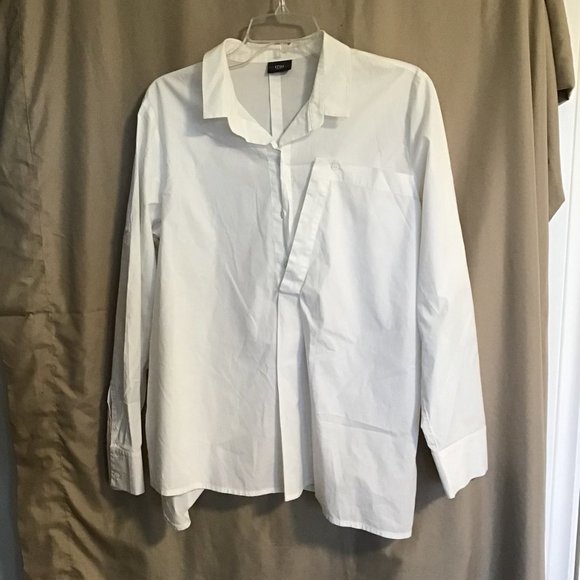 Crea Concept Tops - Crea Concept Oversized White Shirt with Asymmetrical Hem